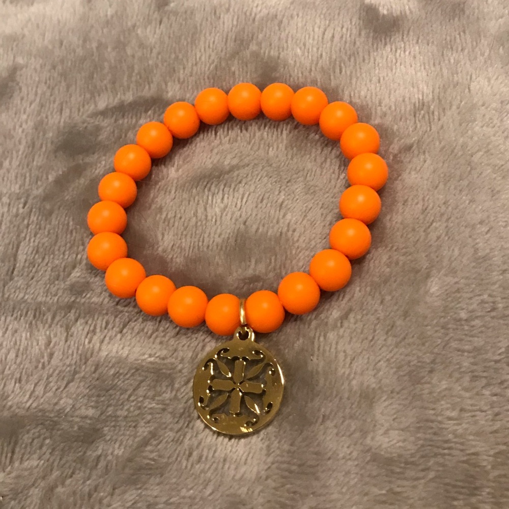 Rustic Cuff || Orange Beaded Bracelet - Picture 3 of 3